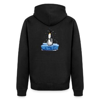 Baby Pinguin Design - Unisex Premium Bio Zip Hoodie - Schwarz - Hinten - Nico (187cm)