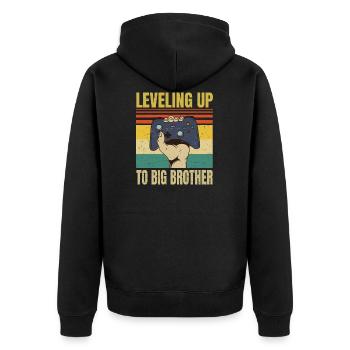 Mise à niveau vers Big Brother - Funny Gamer Brothers - Veste à capuche bio Premium Unisexe - noir - Dos - Nico (187cm)