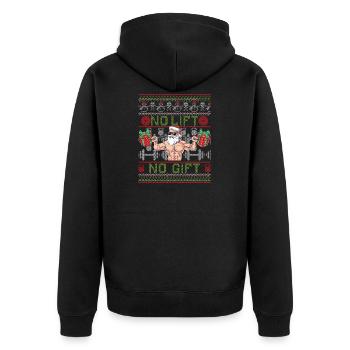 No Lift No Gift Santa Claus Bodybuilder Weihnachte - Unisex Premium Bio Zip Hoodie - Schwarz - Hinten - Nico (187cm)