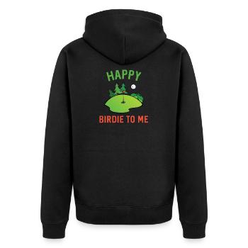 Lustiger Golf Happy Birdie zu mir Golfer Dad Onkel - Unisex Premium Bio Zip Hoodie - Schwarz - Hinten - Nico (187cm)