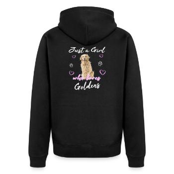 Golden Retriever Geschenkidee Hund Welpe Retriever - Unisex Premium Bio Zip Hoodie - Schwarz - Hinten - Nico (187cm)