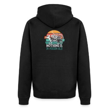 Opossum Oppossum Beuteltier nachtaktives Tier - Unisex Premium Bio Zip Hoodie - Schwarz - Hinten - Nico (187cm)