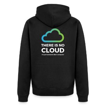 There is no cloud just someone else's computer - Unisex Premium Organic Zip Hoodie - black - Back - Nico (187cm)