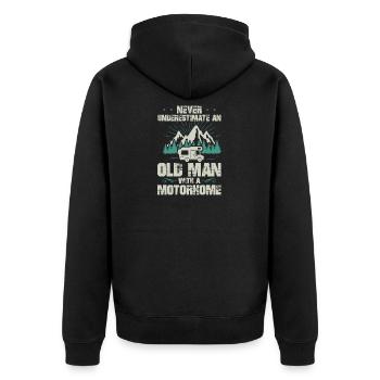 Motorhome Camping Old Man Motorhome Camper Womo - Unisex Premium Organic Zip Hoodie - black - Back - Nico (187cm)