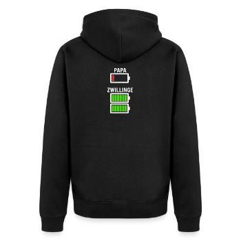 Papa Vater Dad Baby Zwillinge Lädt Geschenk Spruch - Unisex Premium Bio Zip Hoodie - Schwarz - Hinten - Nico (187cm)