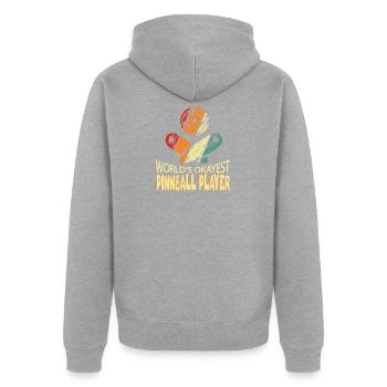 Funny pinball world's okayest - Unisex Premium Organic Zip Hoodie - heather grey - Back - Nico (187cm)