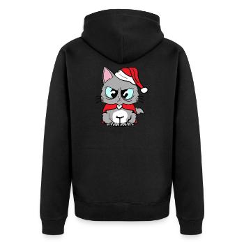 Tee-shirt chats rigolos chat mignon noël - Veste à capuche bio Premium Unisexe - noir - Dos - Nico (187cm)