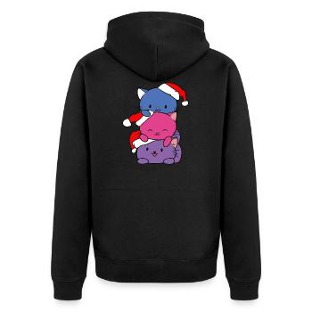 Tee-shirt chats rigolos chat mignon noël - Veste à capuche bio Premium Unisexe - noir - Dos - Nico (187cm)
