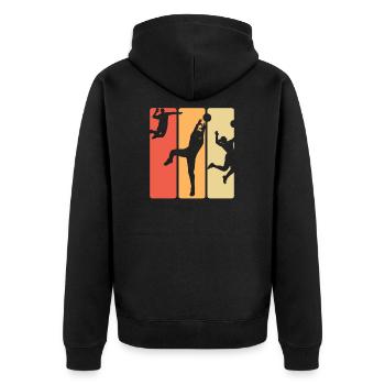 Volleyball Volleyballer Volleyballerin Teams - Unisex Premium Bio Zip Hoodie - Schwarz - Hinten - Nico (187cm)