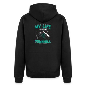 Skiing mountains | Ski skier après-ski gift - Unisex Premium Organic Zip Hoodie - black - Back - Nico (187cm)