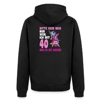 40. Geburtstag 40 Jahre dabbing Einhorn Geschenk - Unisex Premium Bio Zip Hoodie - Schwarz - Hinten - Nico (187cm)