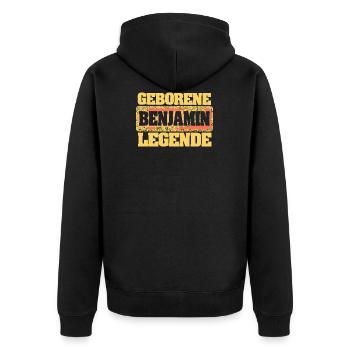 Benjamin - Unisex Premium Bio Zip Hoodie - Schwarz - Hinten - Nico (187cm)