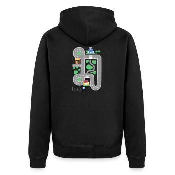 Chemise de carte routière de piste de voiture de course pour papa - Standard - Veste à capuche bio Premium Unisexe - noir - Dos - Nico (187cm)