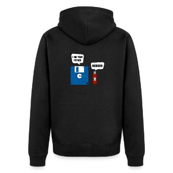 Lustige Diskette USB Stick - I Am Your Father - Unisex Premium Bio Zip Hoodie - Schwarz - Hinten - Nico (187cm)