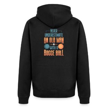 Old Man Bocce Player Funny Sport Oldies Gift - Unisex Premium Organic Zip Hoodie - black - Back - Nico (187cm)