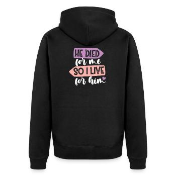 Jesus Gott Geschenkidee Weihnachten - Unisex Premium Bio Zip Hoodie - Schwarz - Hinten - Nico (187cm)