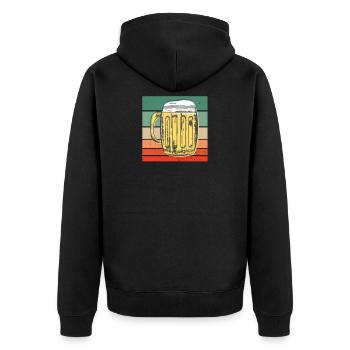 Vintage Retro Bier Glas - Unisex Premium Bio Zip Hoodie - Schwarz - Hinten - Nico (187cm)
