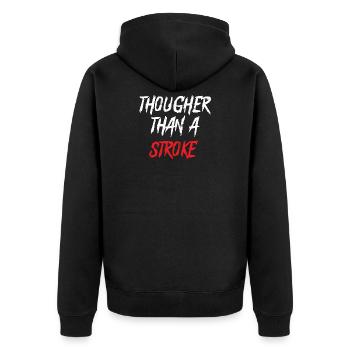 Thouger than a stroke - stroke survivor get well - Unisex Premium Organic Zip Hoodie - black - Back - Nico (187cm)