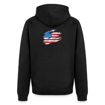 American Flag USA America Soccer Football Ice - Unisex Premium Bio Zip Hoodie - Schwarz - Hinten - Nico (187cm)