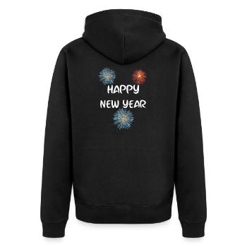 Neues Jahr frohes neues Jahr - Unisex Premium Bio Zip Hoodie - Schwarz - Hinten - Nico (187cm)