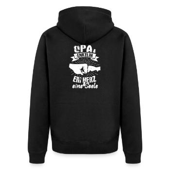 Opa & Enkelin Ein Herz und eine Seele Großvater - Unisex Premium Bio Zip Hoodie - Schwarz - Hinten - Nico (187cm)