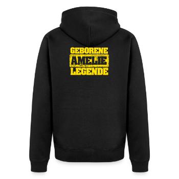 Legende als Amelie - Unisex Premium Bio Zip Hoodie - Schwarz - Hinten - Nico (187cm)