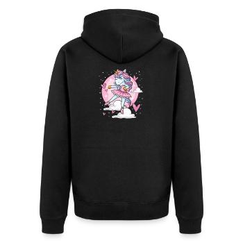 Ballet Unicorn Ballerina Cute Dance Teen Girl - Unisex Premium Bio Zip Hoodie - Schwarz - Hinten - Nico (187cm)