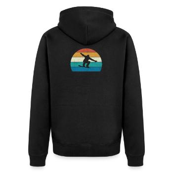 Snowboarding Retro Vintage Snowboard Silhouette - Unisex Premium Organic Zip Hoodie - black - Back - Nico (187cm)