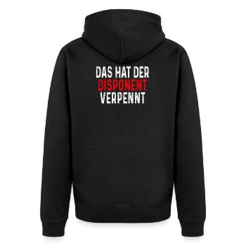 Das hat der Disponent Verpennt Lkw-Fahrer Lastkraf - Unisex Premium Bio Zip Hoodie - Schwarz - Hinten - Nico (187cm)