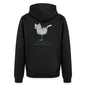 cat's and wine make everything fine. Waldkatze - Unisex Premium Bio Zip Hoodie - Schwarz - Hinten - Nico (187cm)