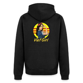 Vietnam Vietnamese woman girl I gift idea - Unisex Premium Organic Zip Hoodie - black - Back - Nico (187cm)