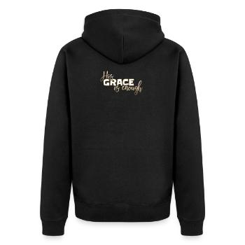 Christian Design - Sa grâce suffit - Veste à capuche bio Premium Unisexe - noir - Dos - Nico (187cm)