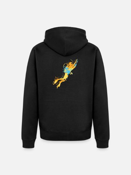 Diver Dive Splash - Unisex Premium Organic Zip Hoodie - black