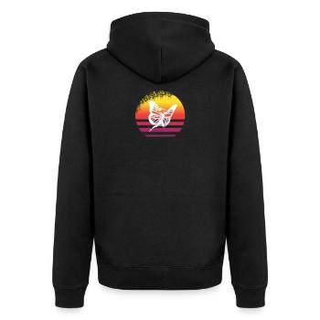 Vintage Retro Fee Sonnenuntergang - Unisex Premium Bio Zip Hoodie - Schwarz - Hinten - Nico (187cm)