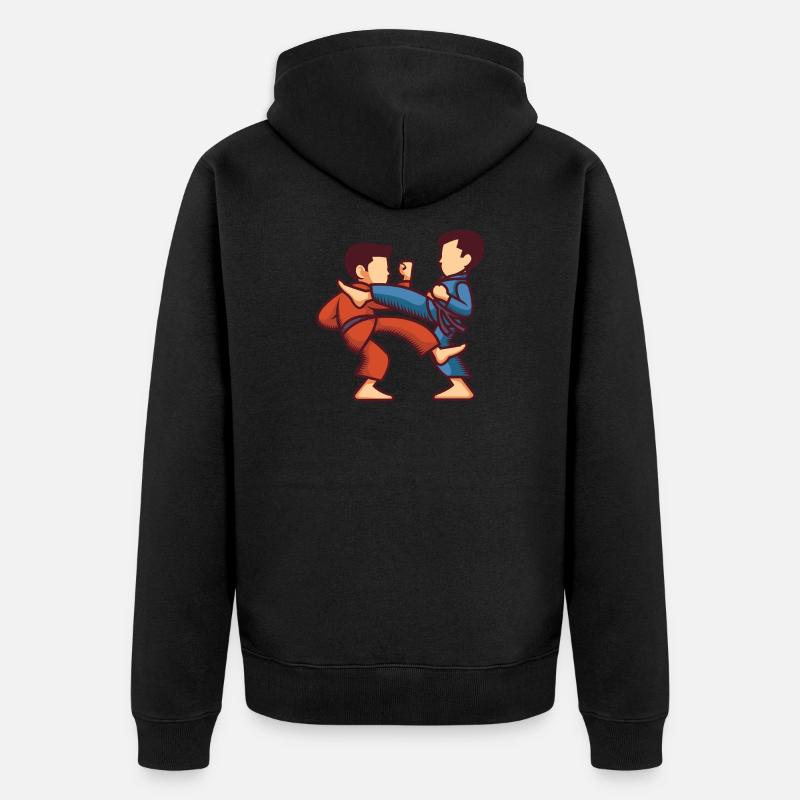 Illustration des combattants d'arts martiaux - Veste à capuche bio Premium Unisexe - noir