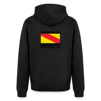 Badische Flagge | Badener Baden Badner Geschenke - Unisex Premium Bio Zip Hoodie - Schwarz - Hinten - Nico (187cm)