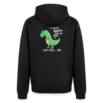 Dinosaurier T-Rex Dino Tyrannosaurus Spruch Humor - Unisex Premium Bio Zip Hoodie - Schwarz - Hinten - Nico (187cm)