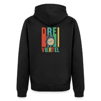 DDR Vintage Design für einen Ossi I Dreiviertel - Unisex Premium Bio Zip Hoodie - Schwarz - Hinten - Nico (187cm)