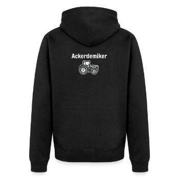 Ackerdemiker Traktor Bio Bauer Gülle Mann Jungs - Unisex Premium Bio Zip Hoodie - Schwarz - Hinten - Nico (187cm)