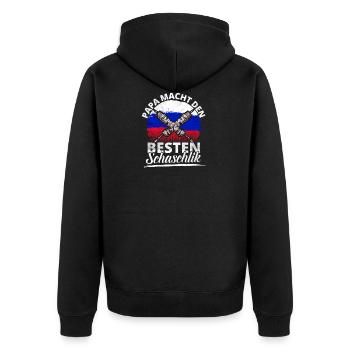 Schaschlik Schaschlikgrill Schaschlikspieße Papa - Unisex Premium Bio Zip Hoodie - Schwarz - Hinten - Nico (187cm)
