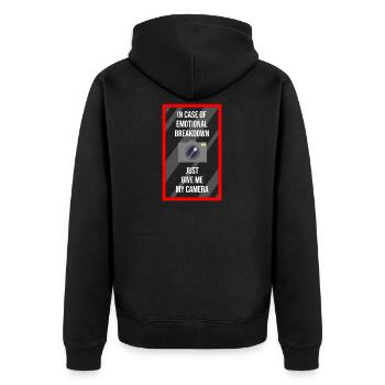 Photographing photographer - Unisex Premium Organic Zip Hoodie - black - Back - Nico (187cm)