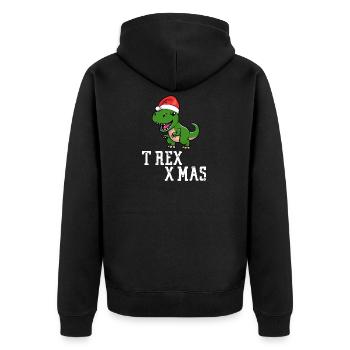 TREXXMAS Christmas Christmas Dinosaur T-Rex - Unisex Premium Organic Zip Hoodie - black - Back - Nico (187cm)