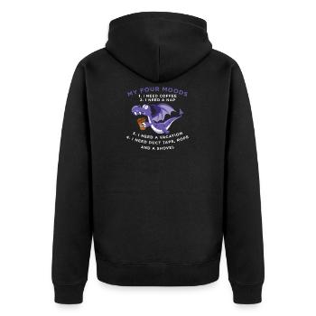 Funny Quote sayings My Four Moods Dragon Coffee Lo - Unisex Premium Organic Zip Hoodie - black - Back - Nico (187cm)