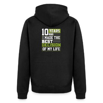 Cadeau 10e anniversaire il y a 10 ans, j'ai fait le meilleur - Veste à capuche bio Premium Unisexe - noir - Dos - Nico (187cm)