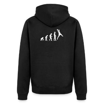 Handball Evolution Handballer - Unisex Premium Bio Zip Hoodie - Schwarz - Hinten - Nico (187cm)