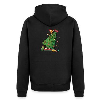 Cat Christmas Tree - Christmas Kitten - Unisex Premium Organic Zip Hoodie - black - Back - Nico (187cm)