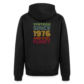 Millésime (1976) - Veste à capuche bio Premium Unisexe - noir - Dos - Nico (187cm)