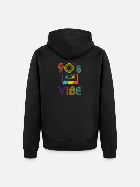 90's VIBE - Unisex Premium Organic Zip Hoodie - black