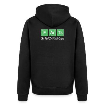 Fürze die nicht so edlen Gase Lustige Chemie - Unisex Premium Bio Zip Hoodie - Schwarz - Hinten - Nico (187cm)