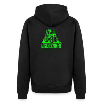 Trecker Traktor Liebhaber Bauernkind Ackerdemiker - Unisex Premium Bio Zip Hoodie - Schwarz - Hinten - Nico (187cm)